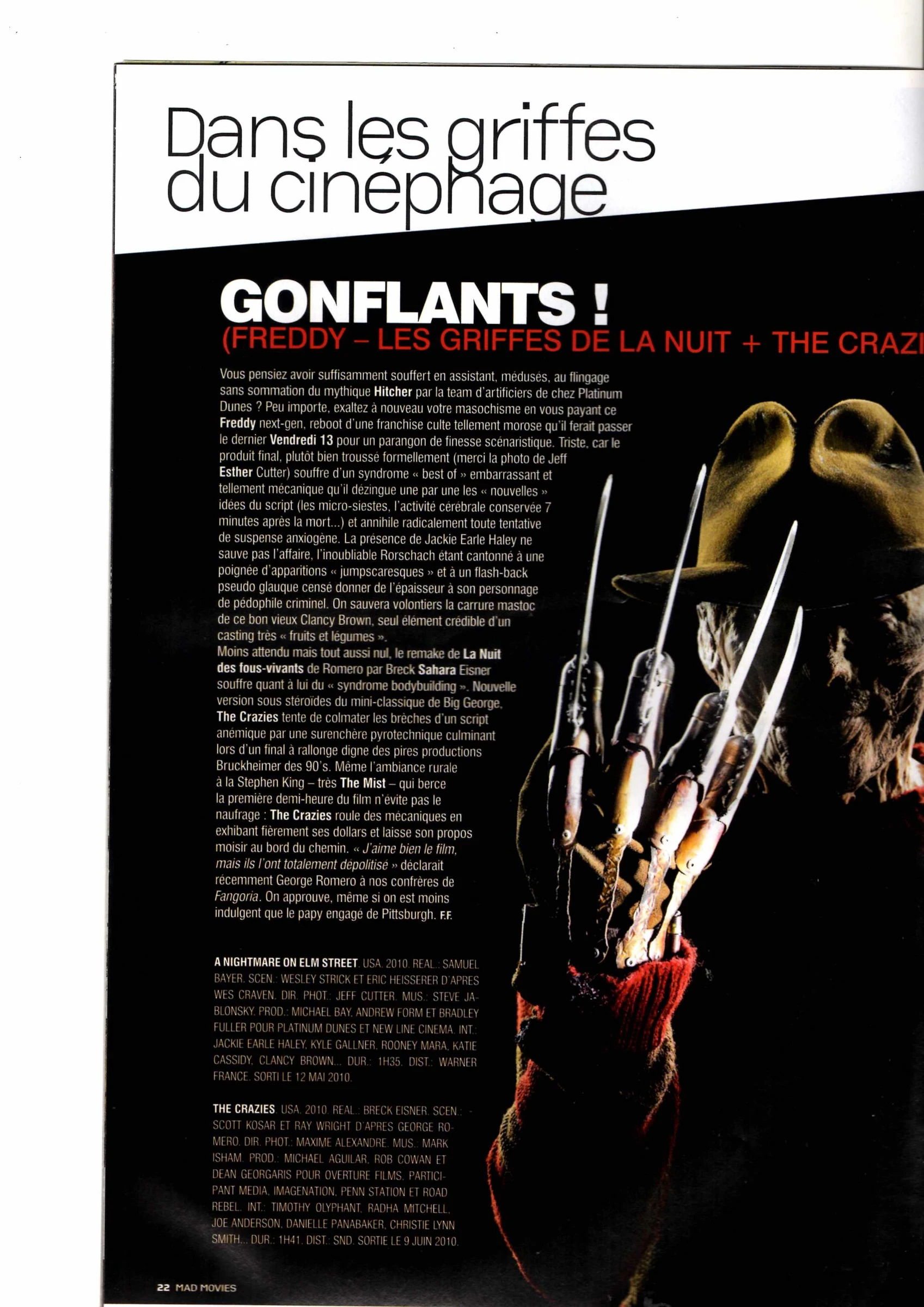 Revue MAD MOVIES n°231 Splice Inception Piranha 3D LES GRIFFES DE LA NUIT, RE-AN – photo 2